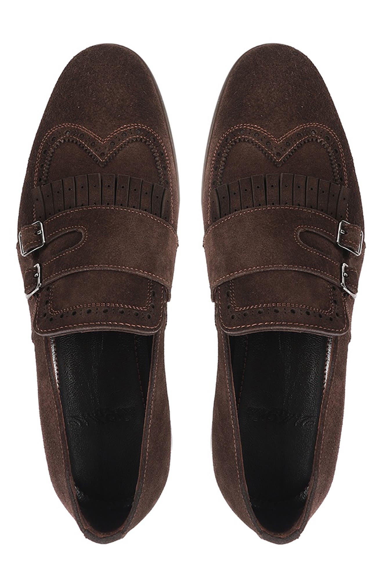 Nexus Kiltie Fringe Monk Shoe, Alternate, color, DARK BROWN