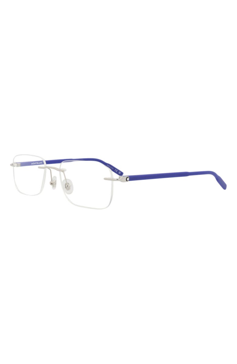 Montblanc 59mm Square Optical Glasses, Alternate, color, Silver Blue Transparent