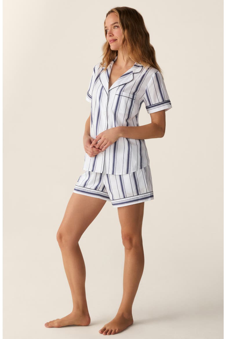 Stripe Cotton Poplin Short Pajamas, Alternate, color, NAVY