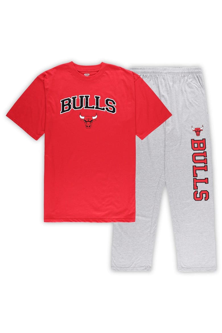 Men's Concepts Sport Red/Heather Gray Chicago Bulls Big & Tall T-Shirt and Pajama Pants Sleep Set, Main, color, Red
