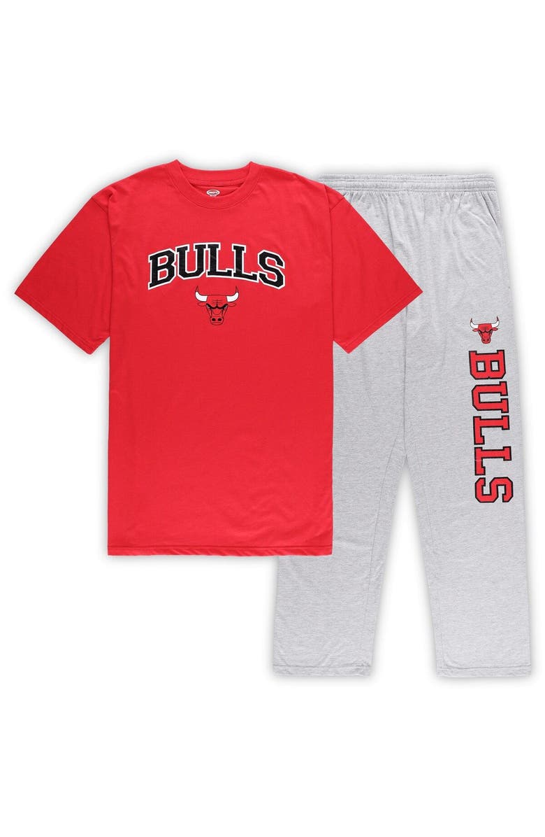 CONCEPTS SPORT Men's Concepts Sport Red/Heather Gray Chicago Bulls Big & Tall T-Shirt and Pajama Pants Sleep Set, Main, color, Red