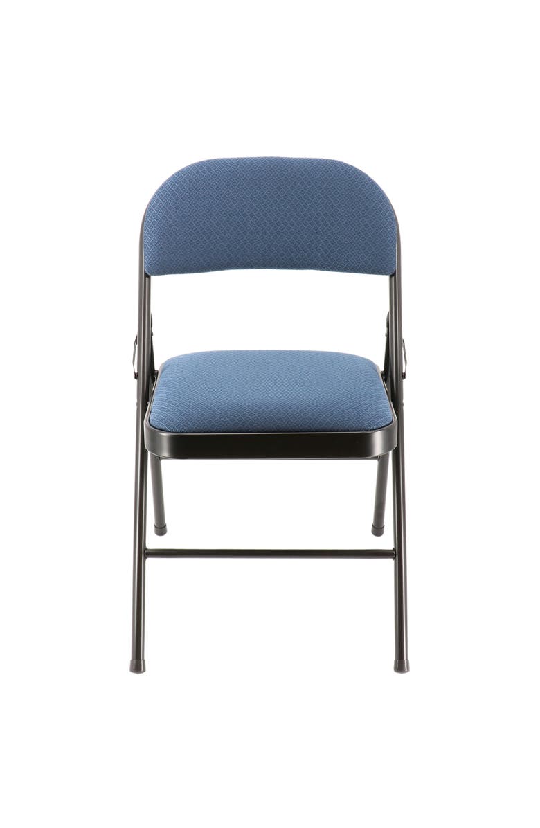 Elama 4 Piece Metal Folding Chair with Padded Seats, Alternate, color, Dark Blue