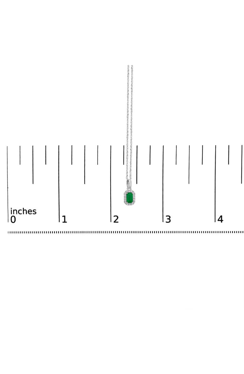 Haus of Brilliance 10K White Gold 5x3mm Birthstone and Diamond Accent Halo Octagonal Shape Pendant Necklace, Alternate, color, Green Emerald | White