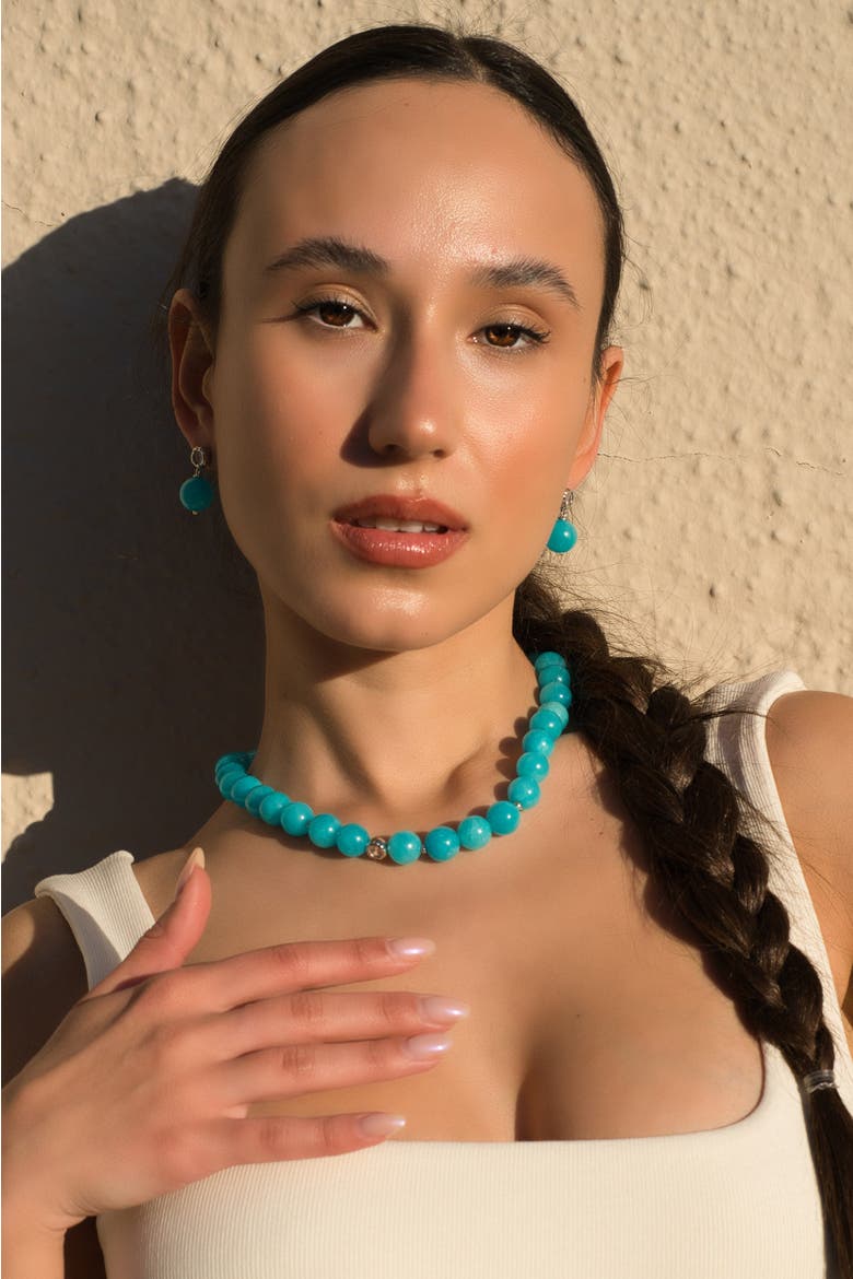 Gia Amazonite Bead Choker Necklace, Alternate, color, Blue