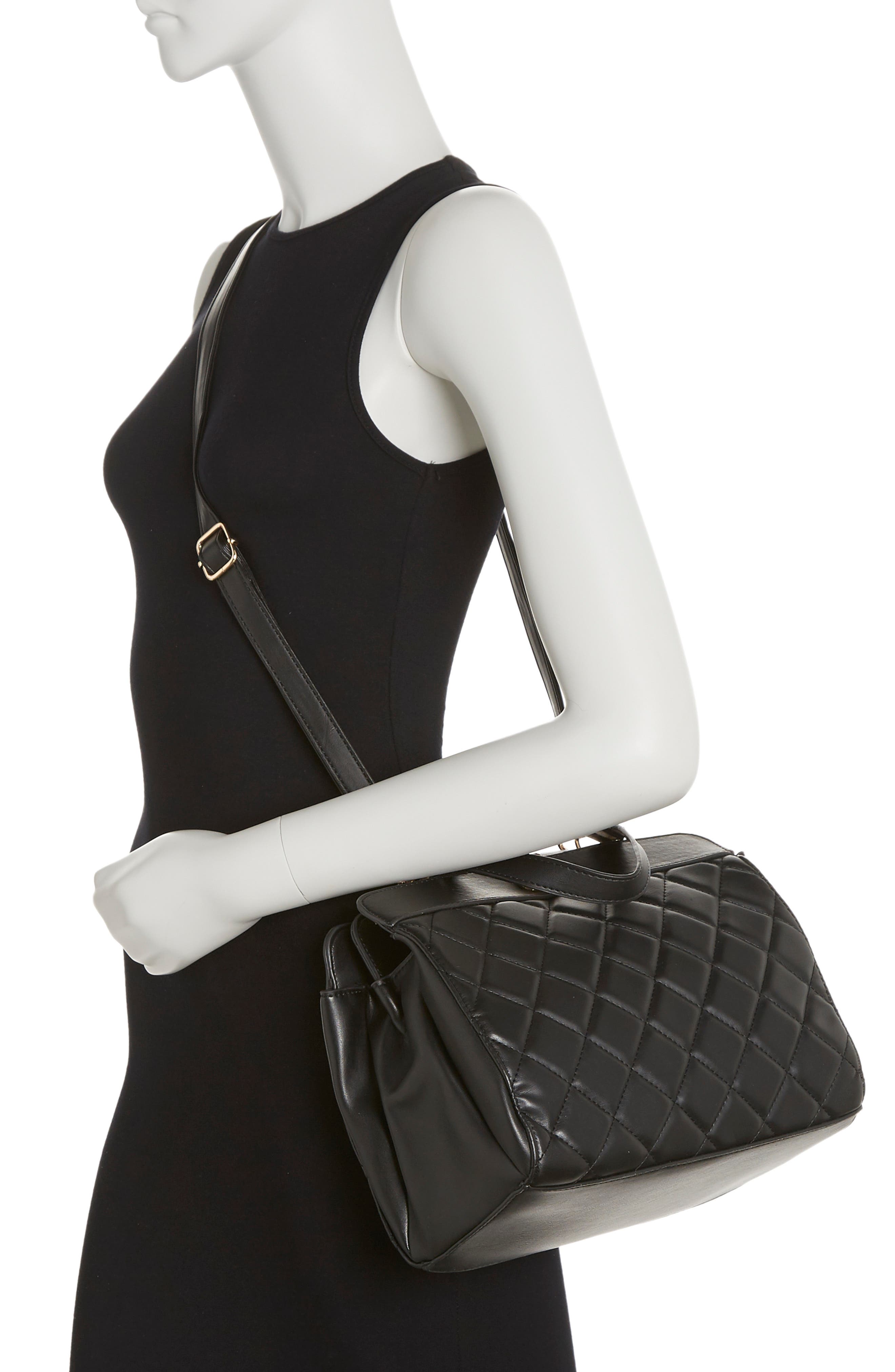 Badgley Mischka Collection Diamond Quilted Tote Bag, Alternate, color, Black