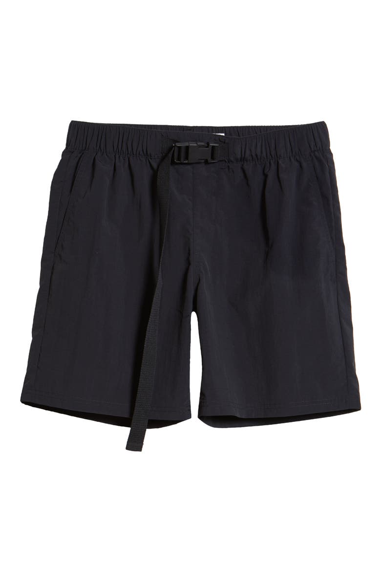 Men's Belted Nylon Shorts, Alternate, color, BLACK