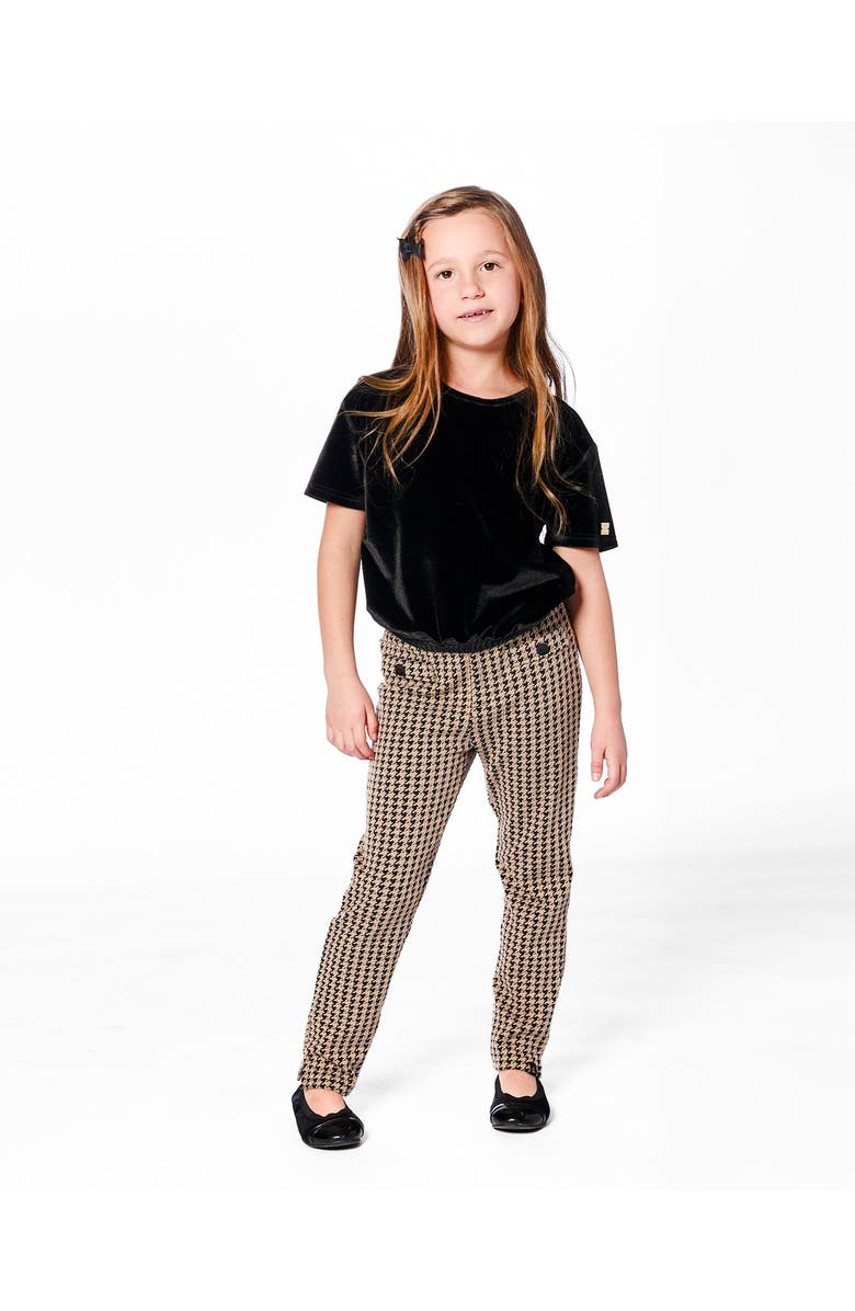 Deux par Deux Jacquard Knit Pant with Welt Pocket, Main, color, Black And Beige