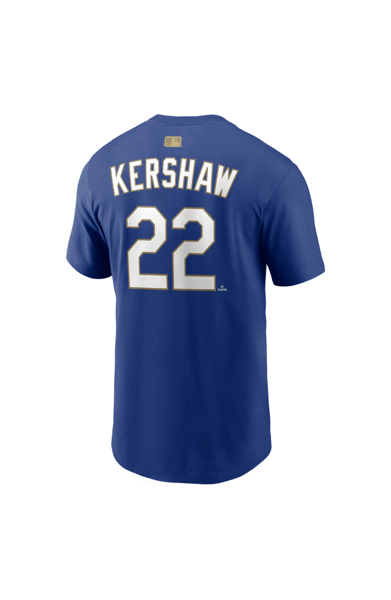Nike Men's Nike Clayton Kershaw Royal Los Angeles Dodgers 2026 Gold Collection Name & Number T-Shirt, Alternate, color, 