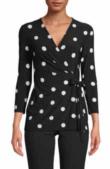 Dot Faux Wrap Top