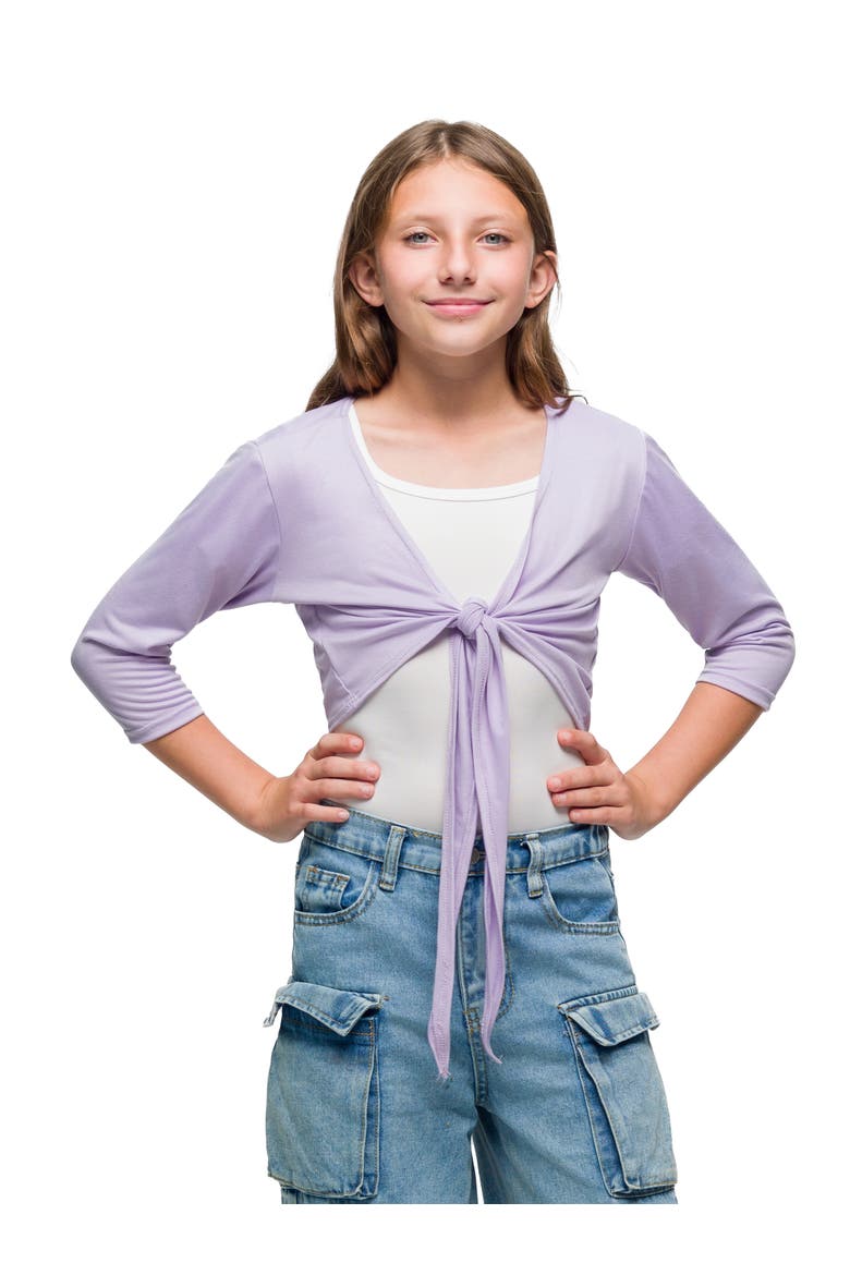 Tie Front Cropped Cardigan Shrug, Main, color, Lilac