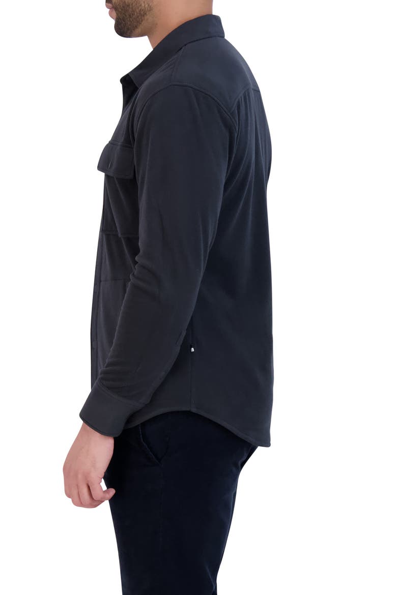 Recycled Polartec® Snap-Up Shirt Jacket, Alternate, color, BLACK