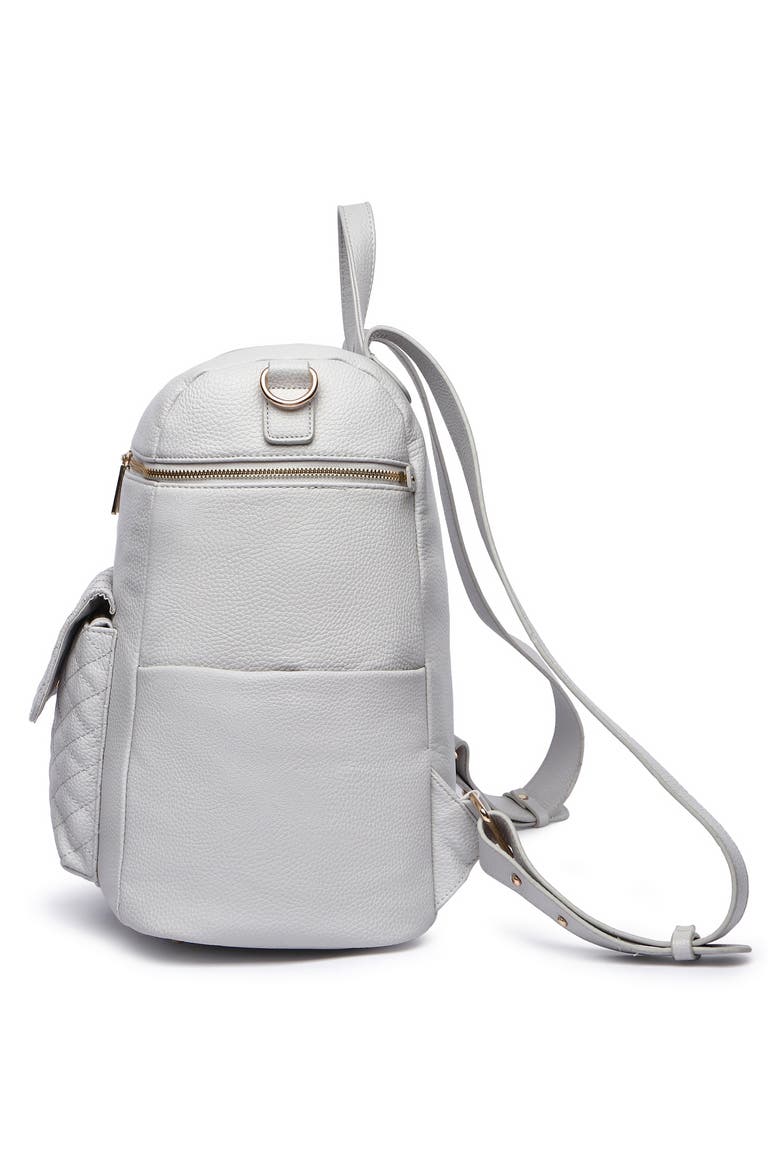Monaco Faux Leather Diaper Backpack, Alternate, color, STONE GREY