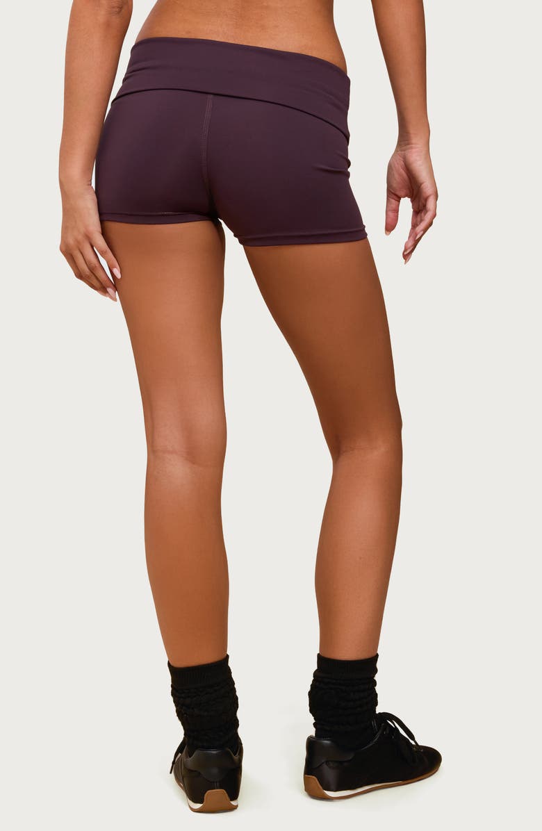 EDIKTED Soraia Foldover Bike Shorts, Alternate, color, Plum
