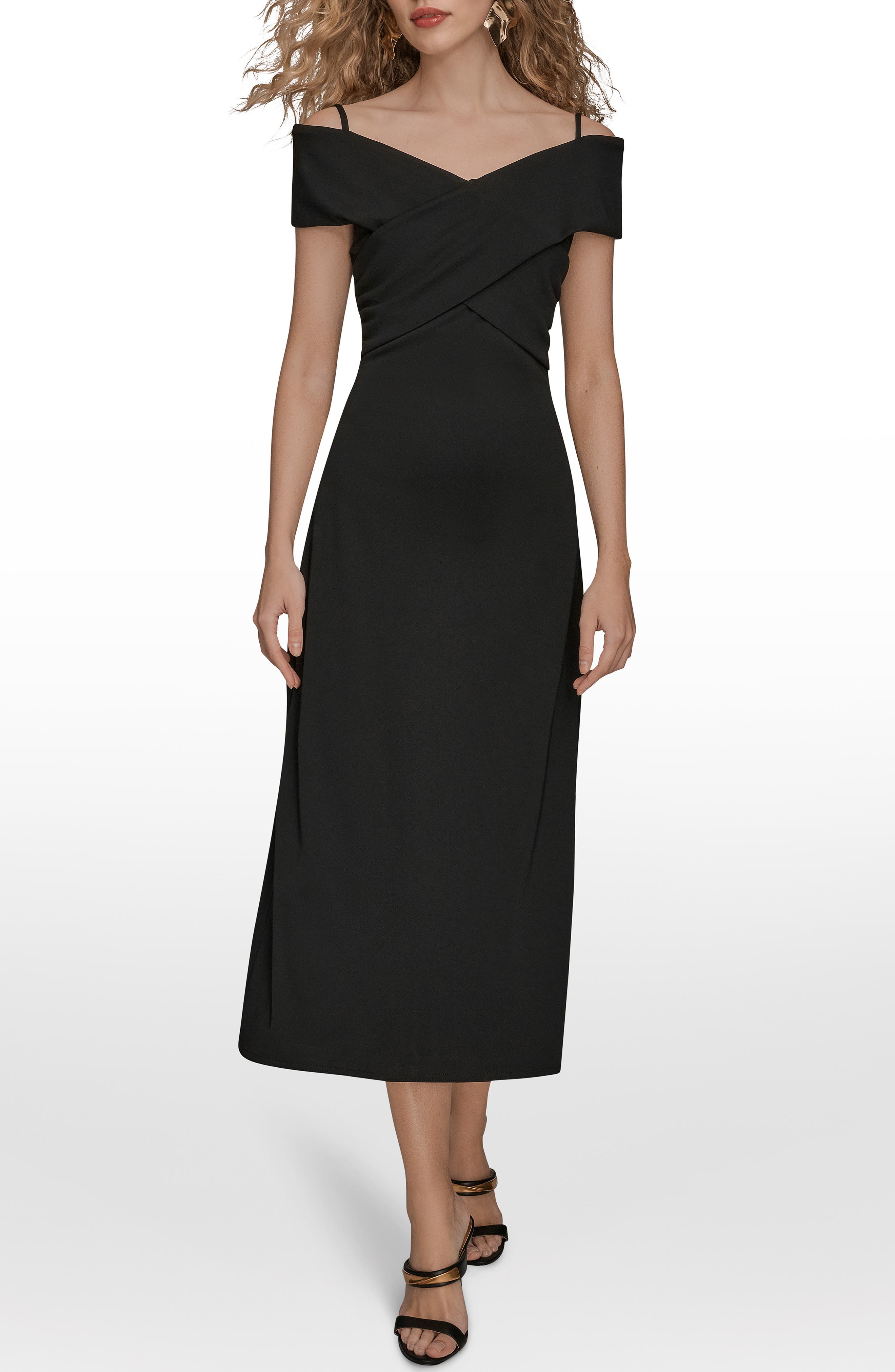 Donna Karan New York Off the Shoulder Midi Dress