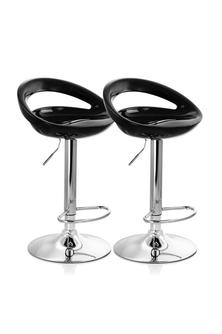 2 Piece Retro Adjustable Bar Stool, Main, color, Black