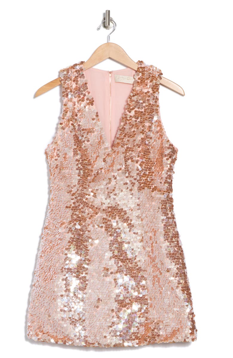 Alice + Olivia Pacey V-Neck Disc Sequin Minidress, Alternate, color, 