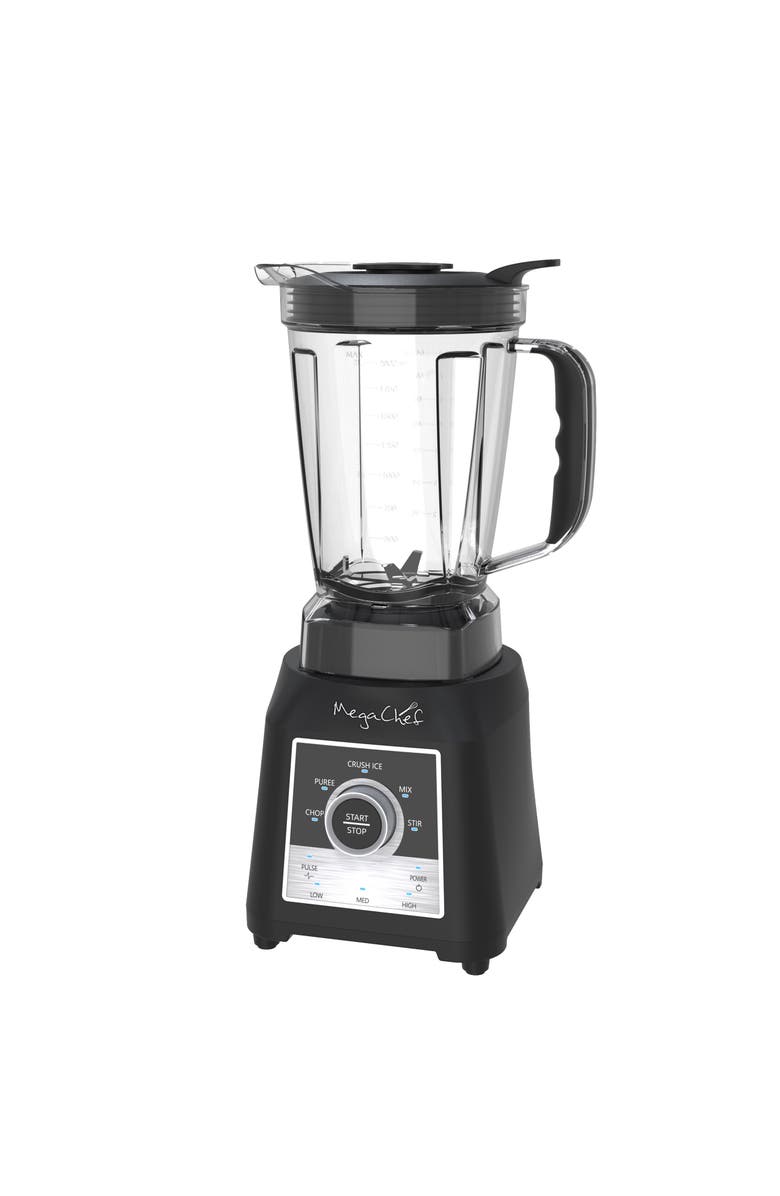 Megachef 1400 Watt Knob Panel 8 Cup Blender with Food Processor and 2 To-Go Cups, Alternate, color, Black