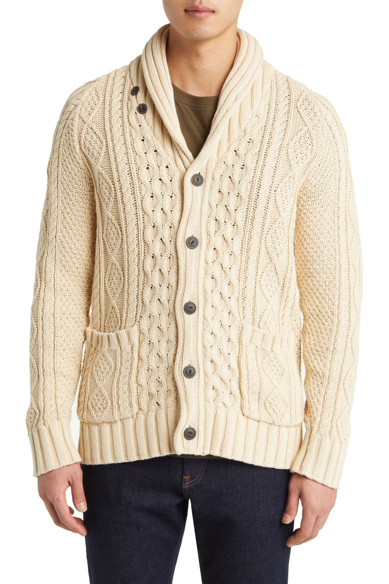 Signature Cotton Fisherman Sweater, Main, color, BEIGE