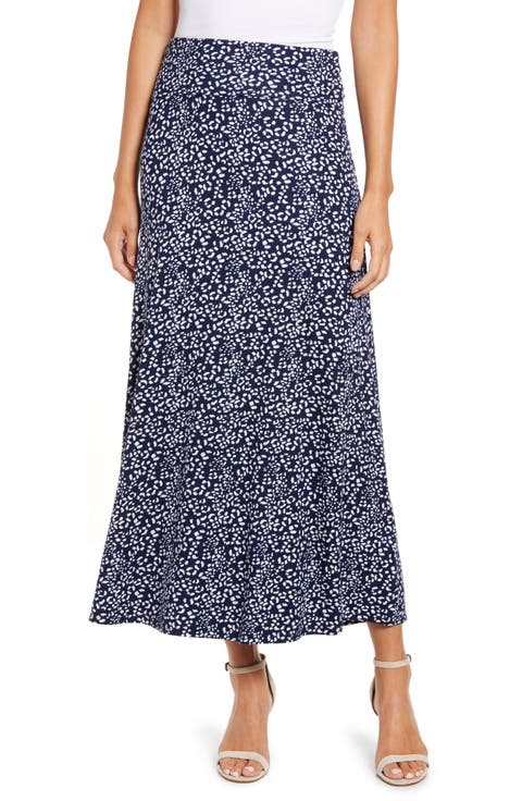 Roll Top Print Maxi Skirt