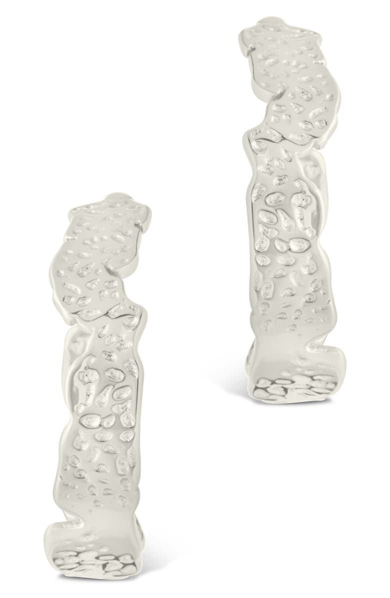 Sterling Forever Mary Textured Hoop Earrings, Alternate, color, Silver