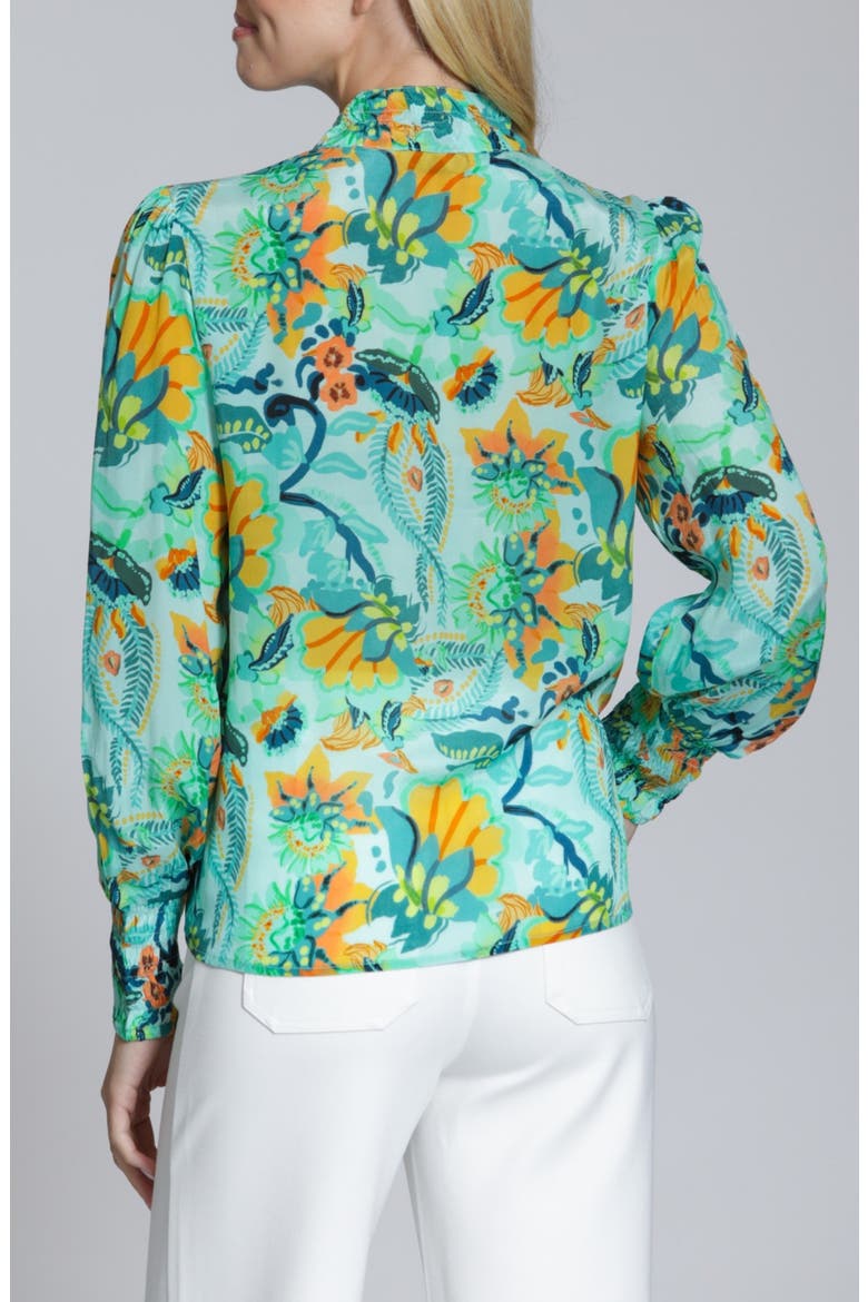 Print High Neck Shirt, Alternate, color, TURQUOISE YELLOW MULTI