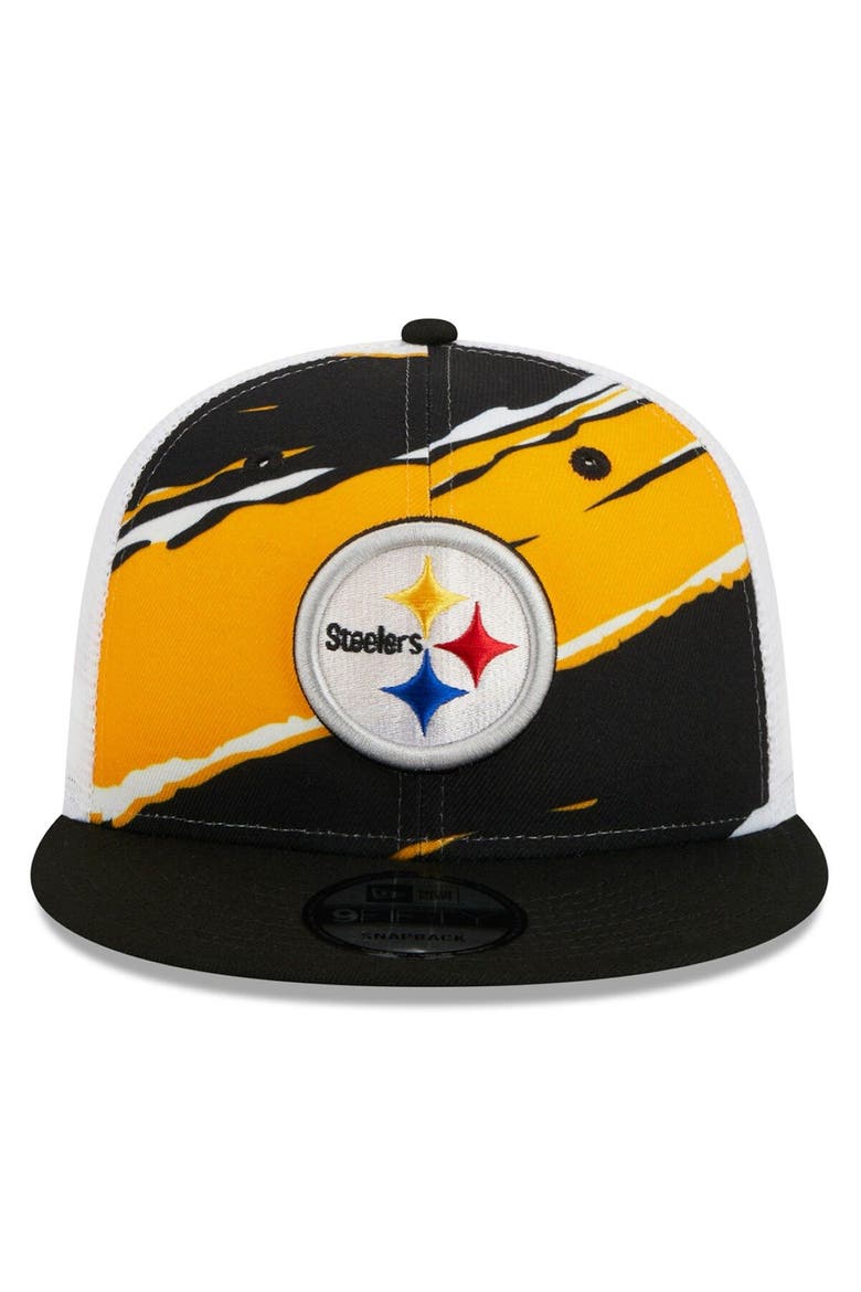 Men's New Era Black Pittsburgh Steelers  Tear Trucker 9FIFTY Snapback Hat, Alternate, color, Black