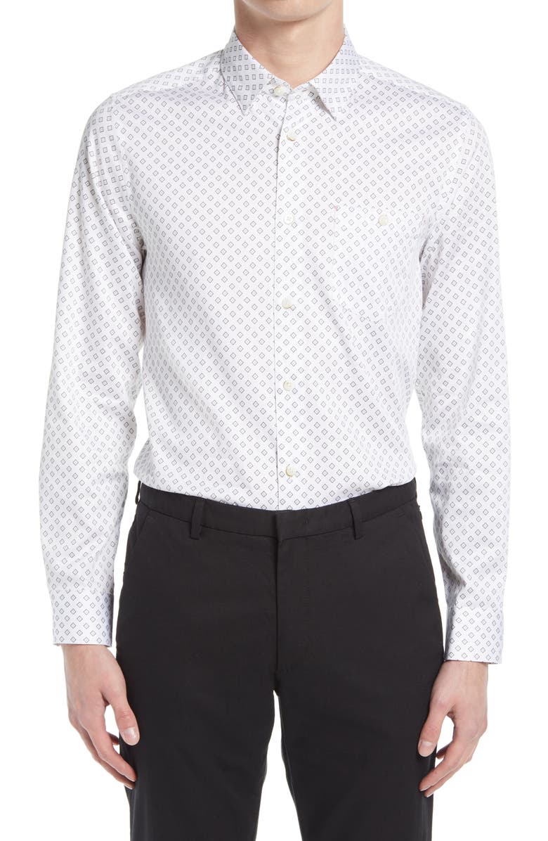 Ted Baker London Croissy Geometric Print Button-Up Shirt, Main, color,