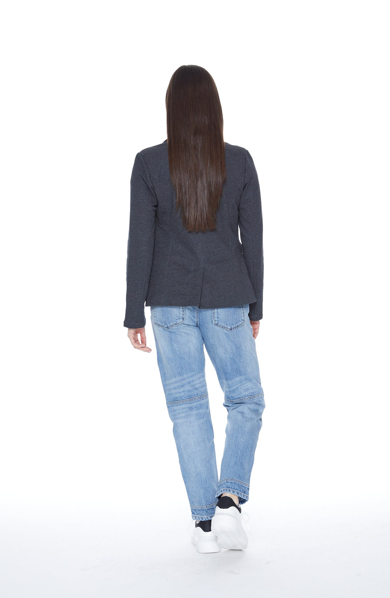 BLUE REVIVAL Helen Blazer in Heather Slate With Removeable Denim Insert, Alternate, color, Heather Slate / Medium Denim