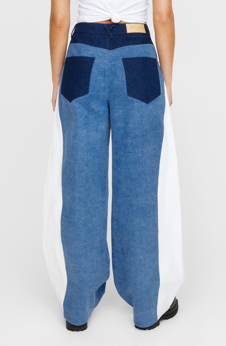 NASTY GAL Diamante Trim Colorblock Jeans, Alternate, color, 