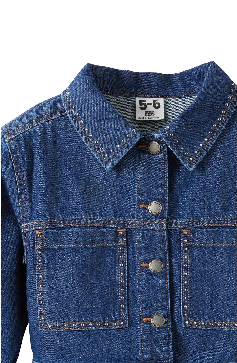 Cotton On Kids Kid's Relaxed Denim Jacket, Alternate, color, Mermaid Midnight Blue Studs