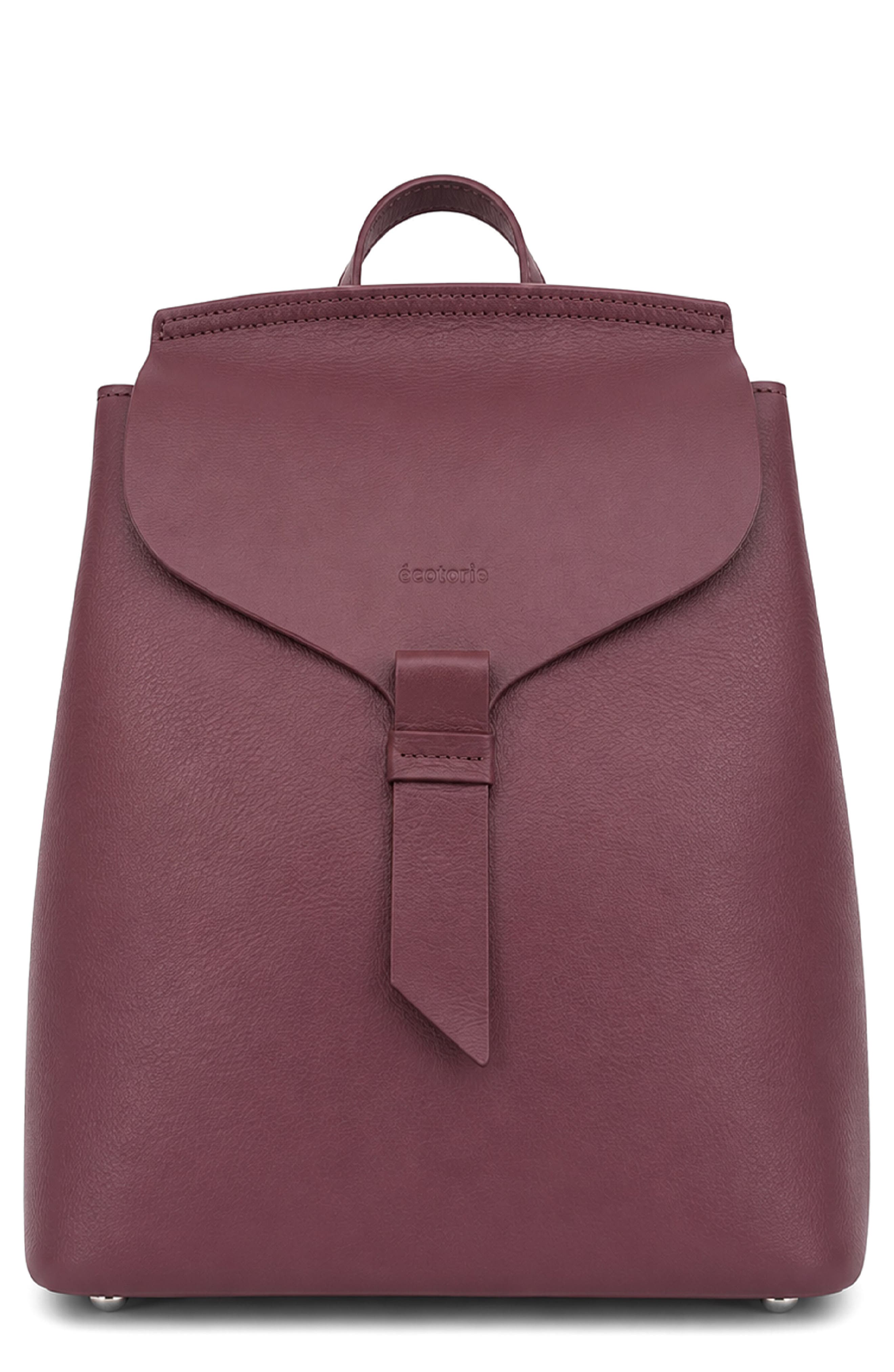 Clementine Leather Backpack, Main, color, WINE