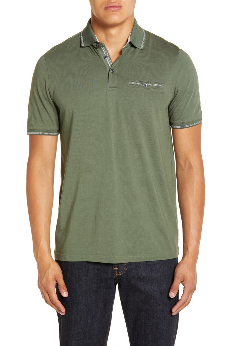 Tortila Slim Fit Tipped Pocket Polo, Main, color, KHAKI