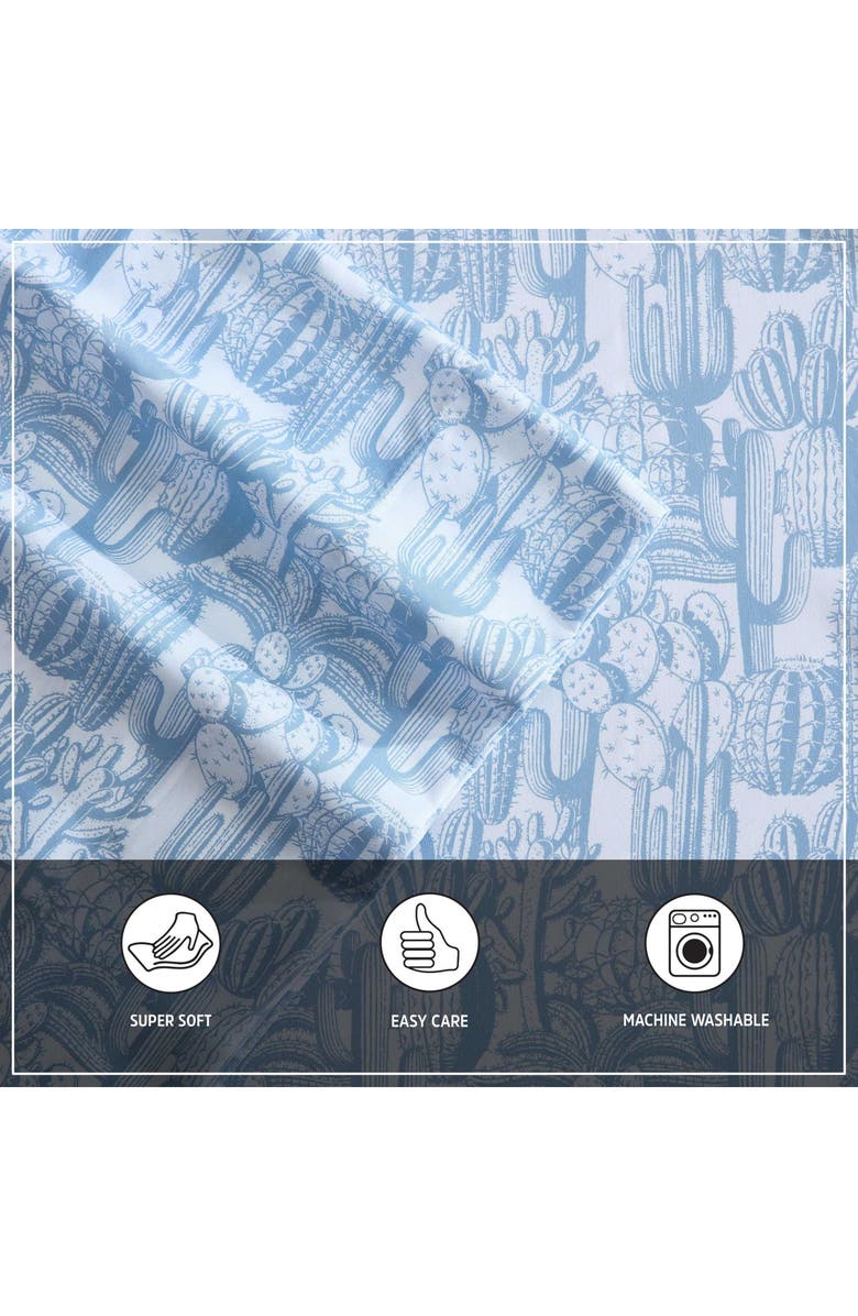 Wrangler Cactus Toile Print Microfiber Sheet Set, Alternate, color, Light Blue