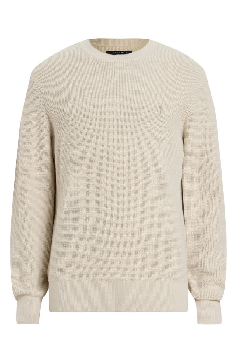 AllSaints Oversize Cotton & Wool Waffle Crewneck Sweater, Alternate, color, Oatmeal Taupe