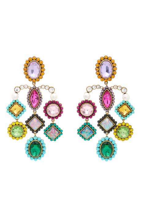 Kurt Geiger London Multicolor Crystal Chandeleir Drop Earrings