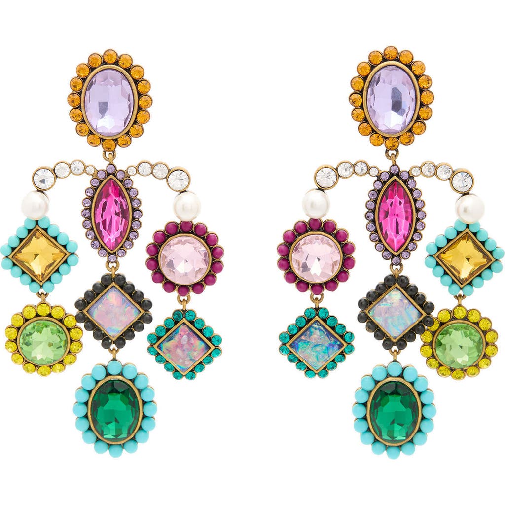 Kurt Geiger London Multicolor Crystal Chandeleir Drop Earrings In Multi