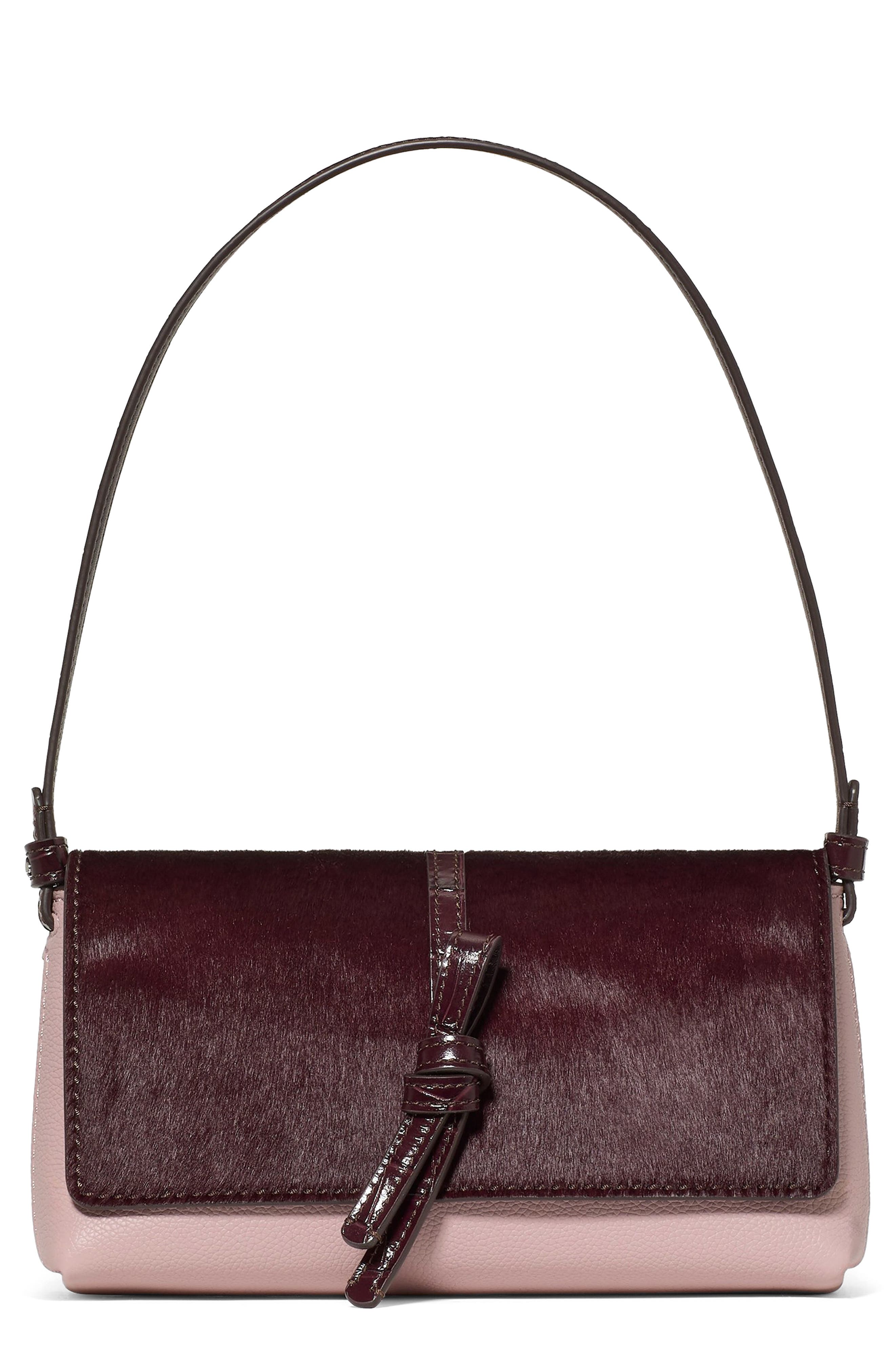 Loop Calf Hair Mixed Material Shoulder Bag, Main, color, BLACKBERRY JAM MULTI