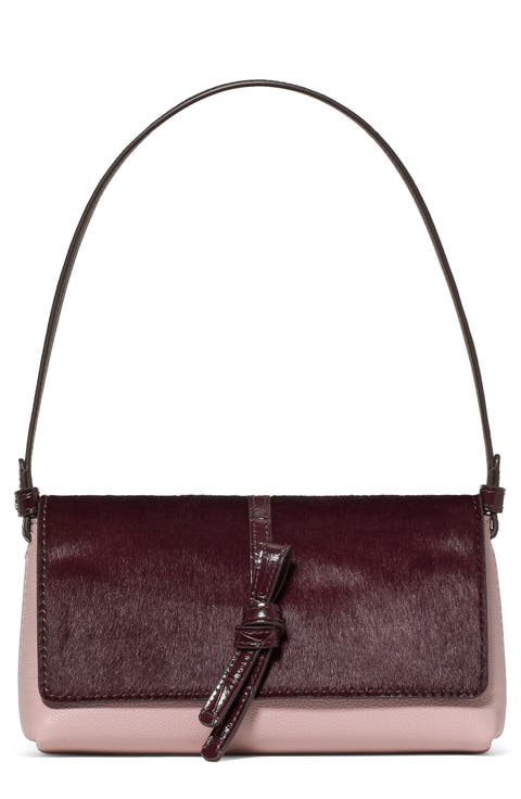Loop Calf Hair Mixed Material Shoulder Bag