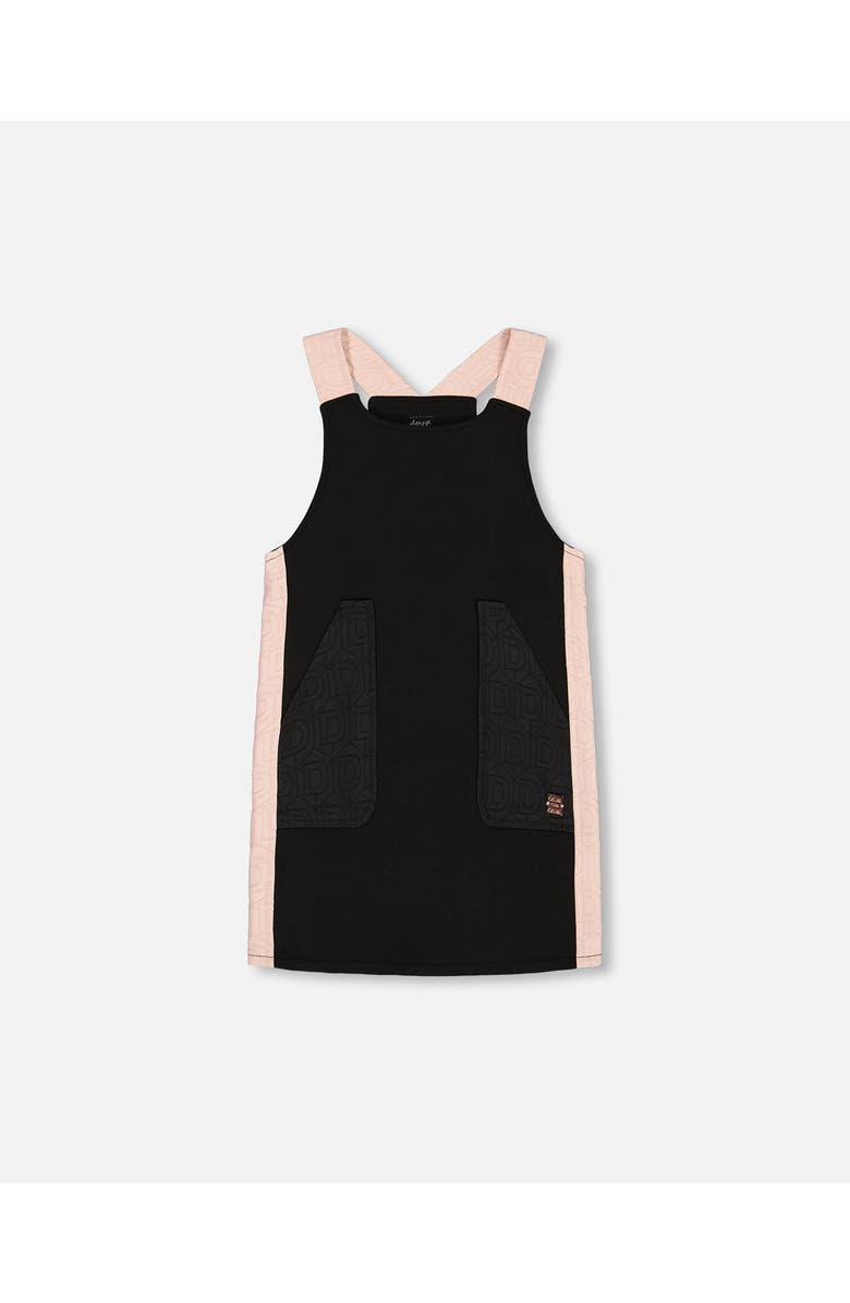 Deux par Deux Girl's Jumper Dress With Contrast Band Black, Main, color, Anthracite