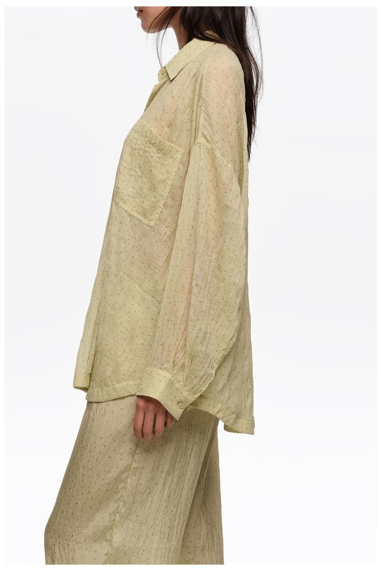 Mini Dots Pleated Oversize Shirt, Alternate, color, DOTS MINI OLIVE