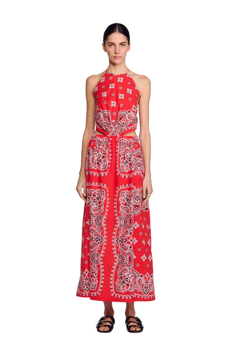 SANDRO Bandana-print maxi dress, Main, color,