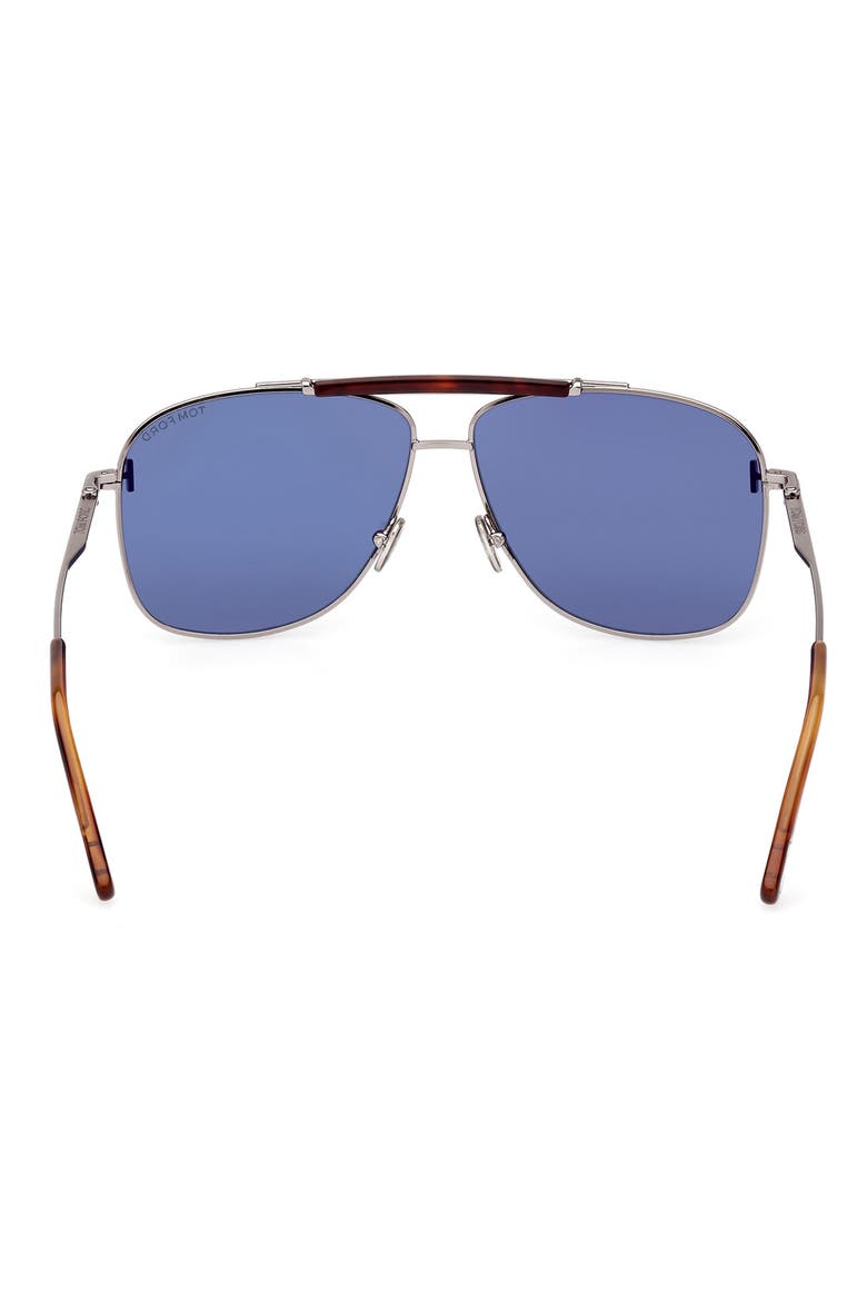 Jaden 60mm Polarized Navigator Sunglasses, Alternate, color, SHINY LIGHT RUTHENIUM / BLUE