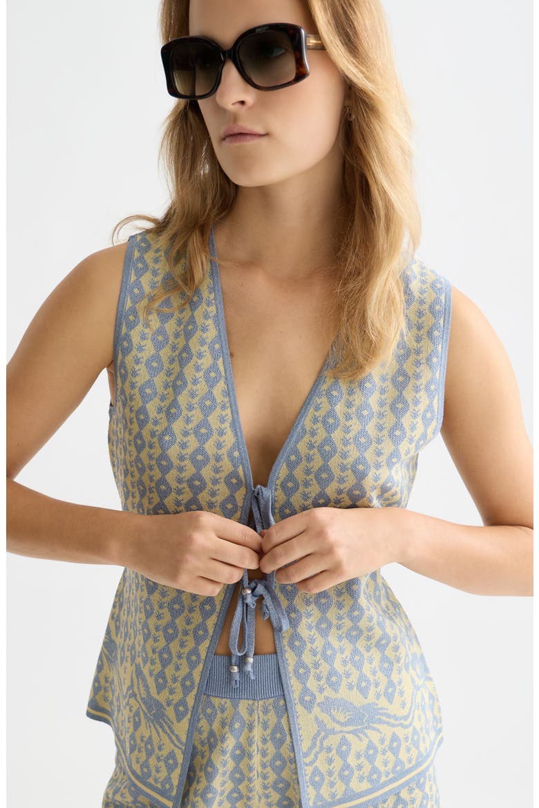 Jacquard Tie Front Knit Vest, Alternate, color, CACTUS STRIPE PLACED RAFFIA