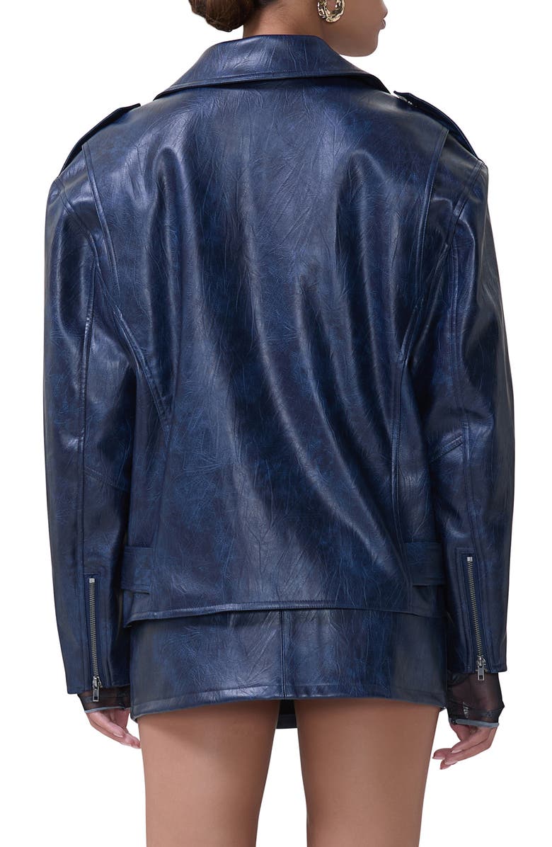AFRM Blaise Oversize Faux Leather Moto Jacket, Alternate, color, 