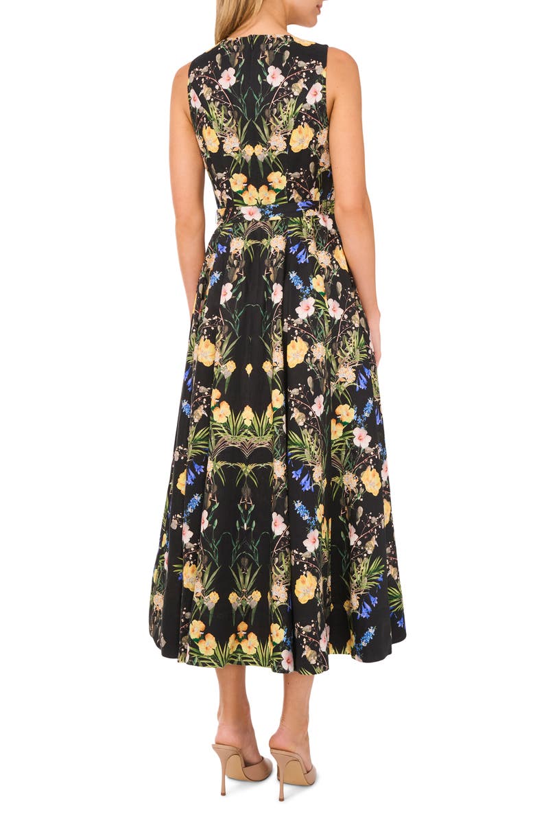 Ted Baker Floral Sleeveless Linen Maxi Dress, Alternate, color, Rich Black