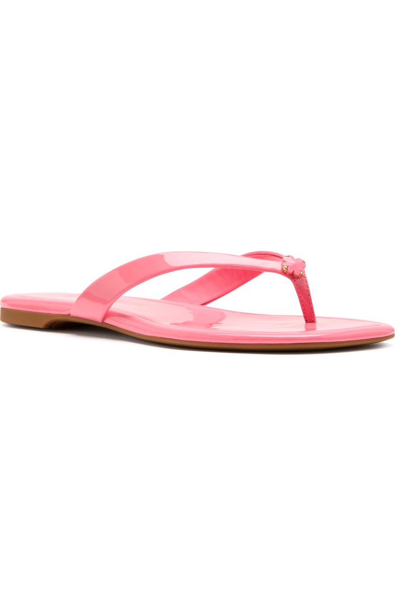 Kate Spade New York spade flower patent leather flip flop, Main, color, Ruby Citrus