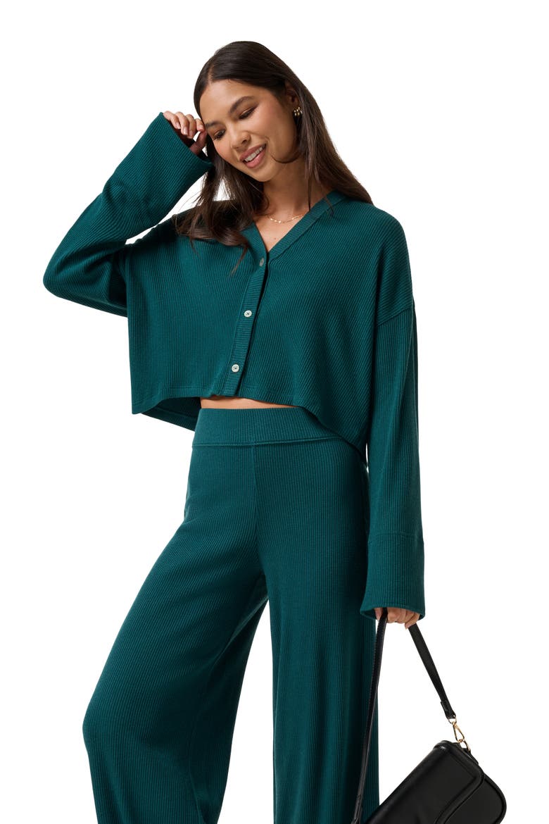 Evening Retreat Cardigan, Alternate, color, DARK SEA