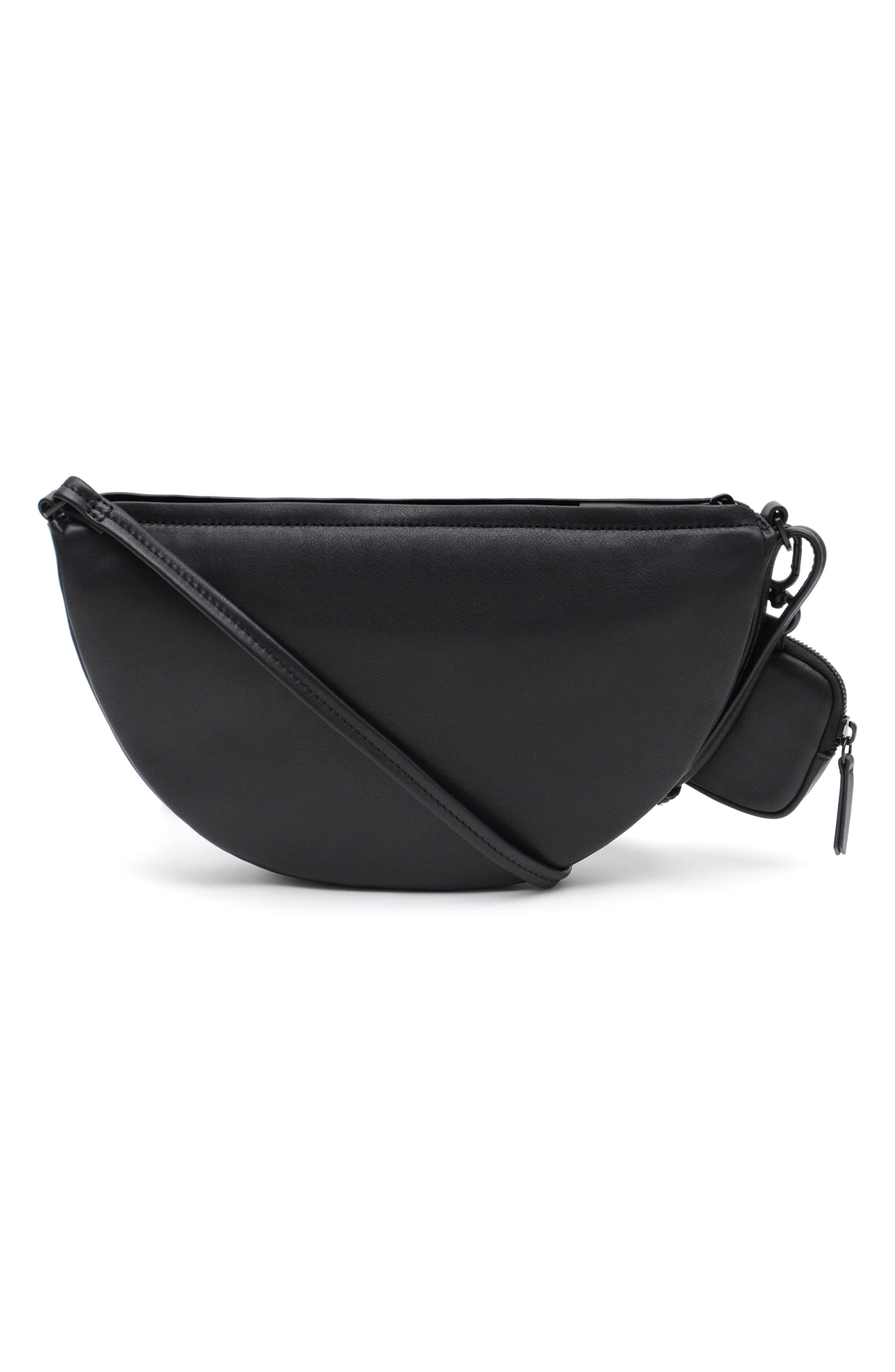 Thacker Liz Crescent Nappa Leather Crossbody Bag, Alternate, color, Black