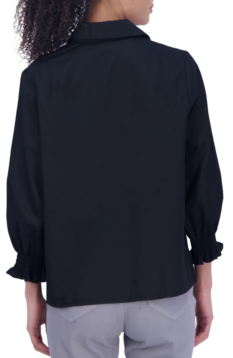 Foxcroft Alexis Smocked Cuff Sateen Popover Top, Alternate, color, 