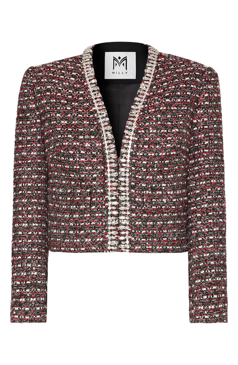 Milly Amaya Rhinestone Embellished Tweed Blazer, Alternate, color, 